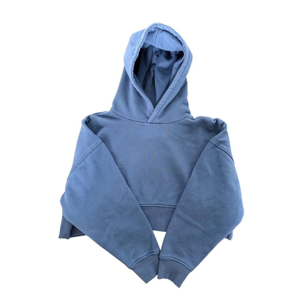 Forever 21 With Purpose Blue Cropped Hoodie Sweatshirt Large